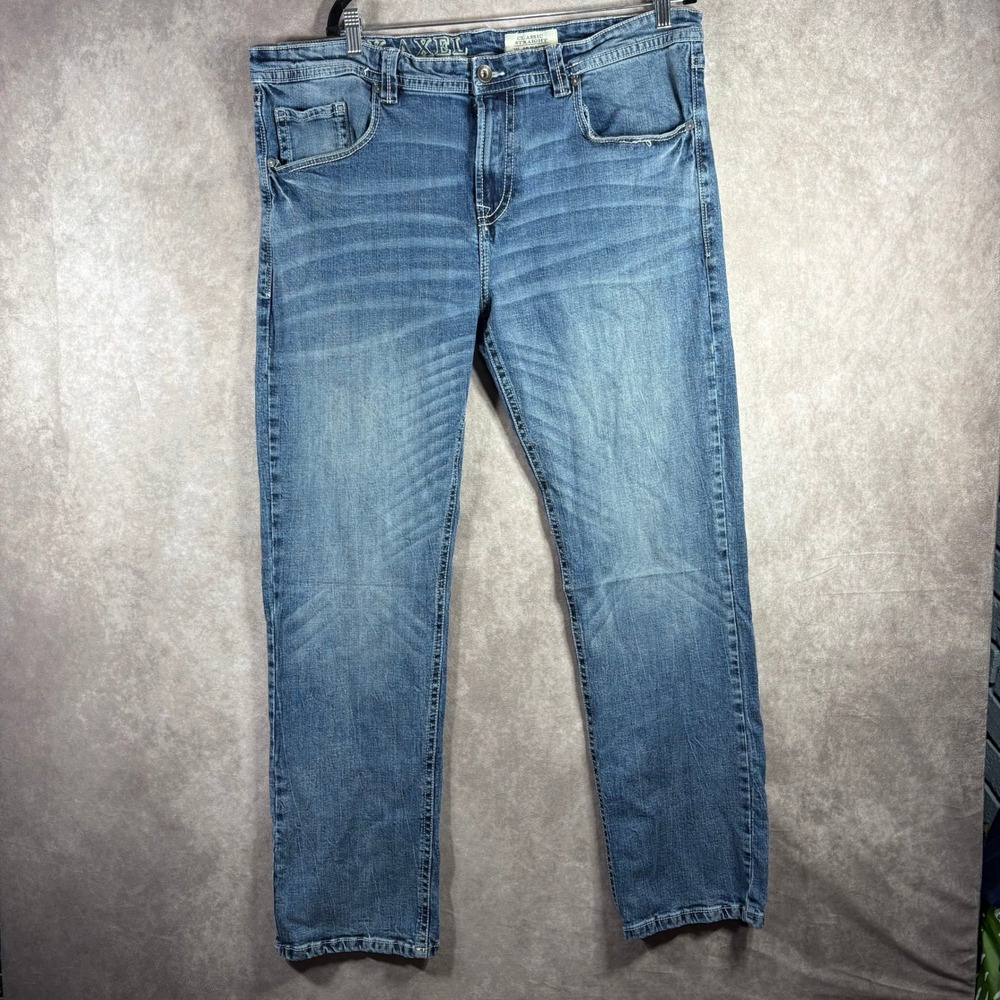 TK Axel Jeans Men 40x32 Blue Classic Straight Embroidered Denim Western Cowboy